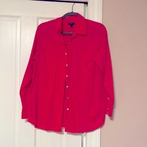 Bright pink full button down